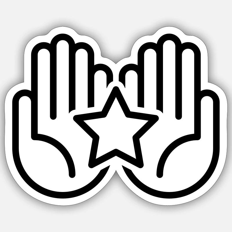Hände mit Stern Sticker Größe S (10 x 10 cm)