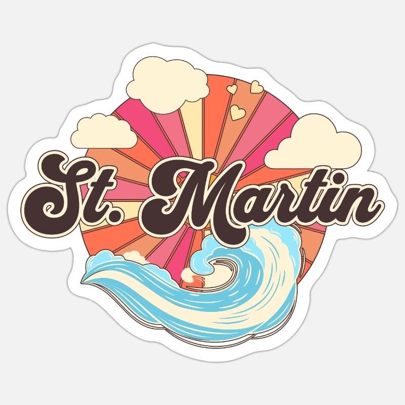 Saint Martin Caribbean Retro - Sticker size S (10 x 10 cm) - white matte