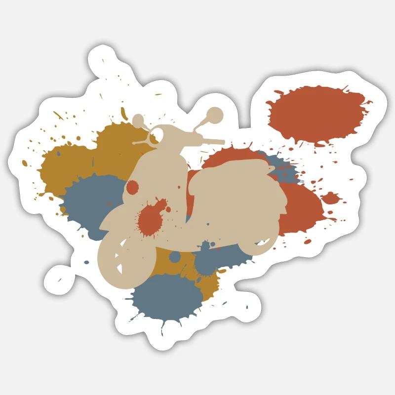 Motorroller Mofa Farbklecks Sticker Größe S (10 x 10 cm)