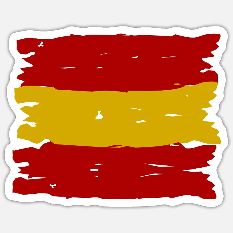 Le drapeau espagnol - Sticker taille S (10 x 10 cm) - blanc mat
