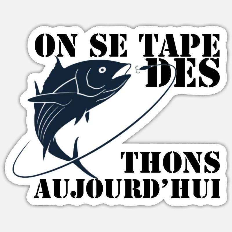péche aux thons - Sticker taille S (10 x 10 cm) - blanc mat