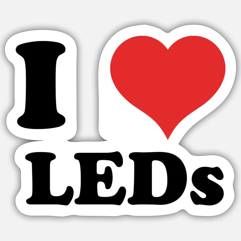 J’adore les LED - Sticker taille S (10 x 10 cm) - blanc mat
