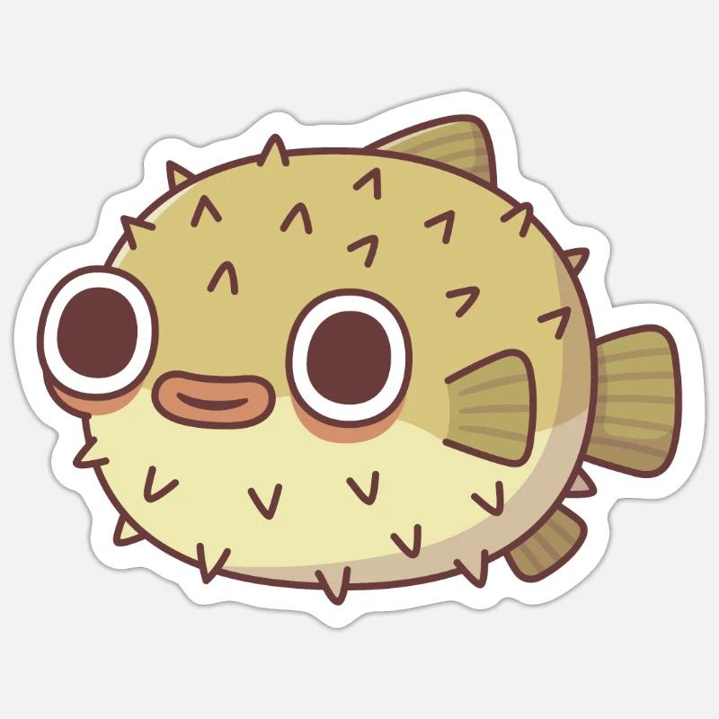 Poisson globe mignon Sticker taille S (10 x 10 cm)