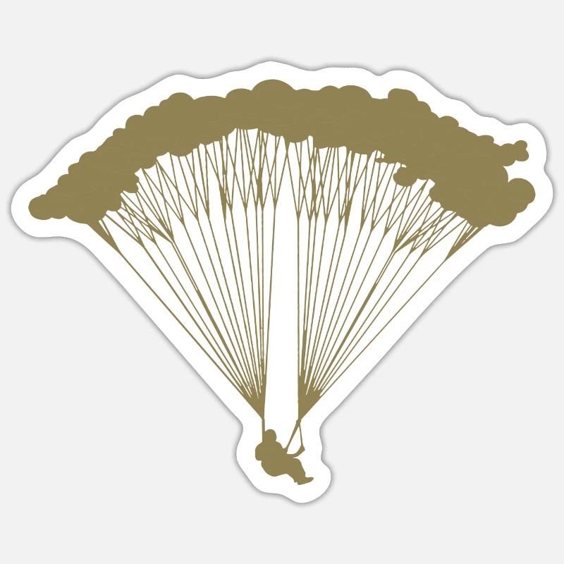 Skydiver in clouds silhouette - Sticker size S (10 x 10 cm) - white matte