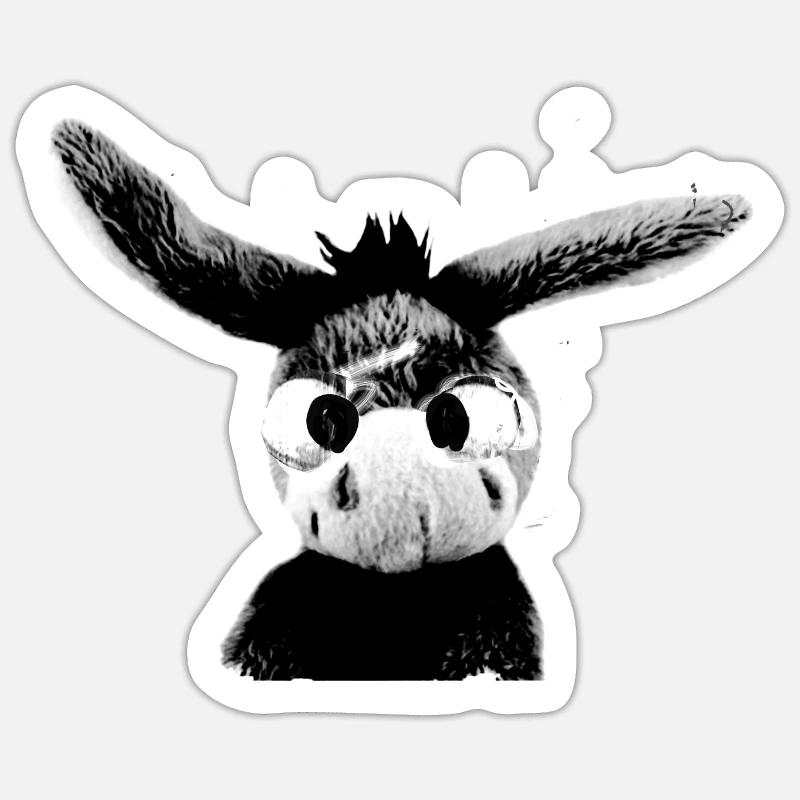 Esel, Graffiti, Malerei, grau - Sticker Größe S (10 x 10 cm) - Mattweiß