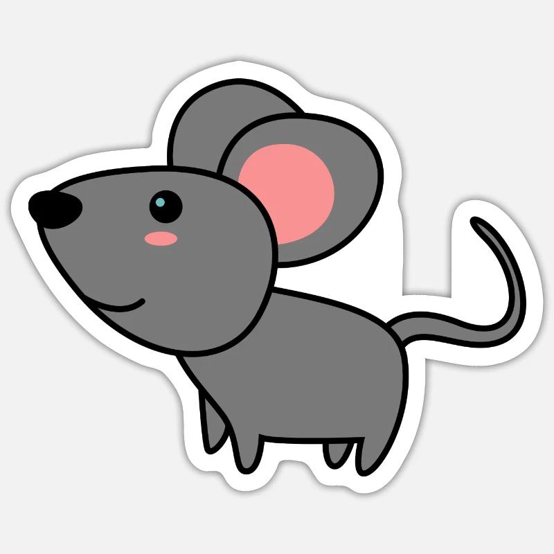 Souris Comic Animal - Sticker taille S (10 x 10 cm) - blanc mat