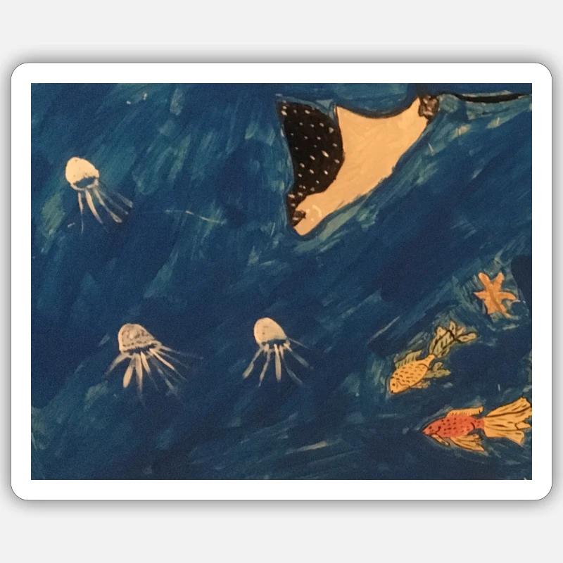 Rays with fish Sticker size S (10 x 10 cm)