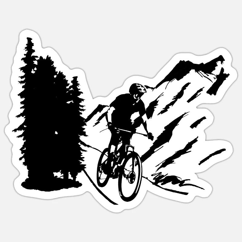 VTT, VTT, VTT - Sticker taille S (10 x 10 cm) - blanc mat