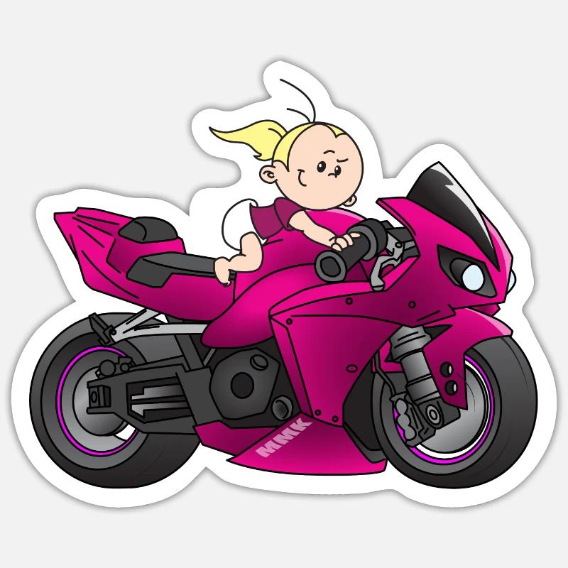 Motor-Mädchen - Sticker Größe S (10 x 10 cm) - Mattweiß