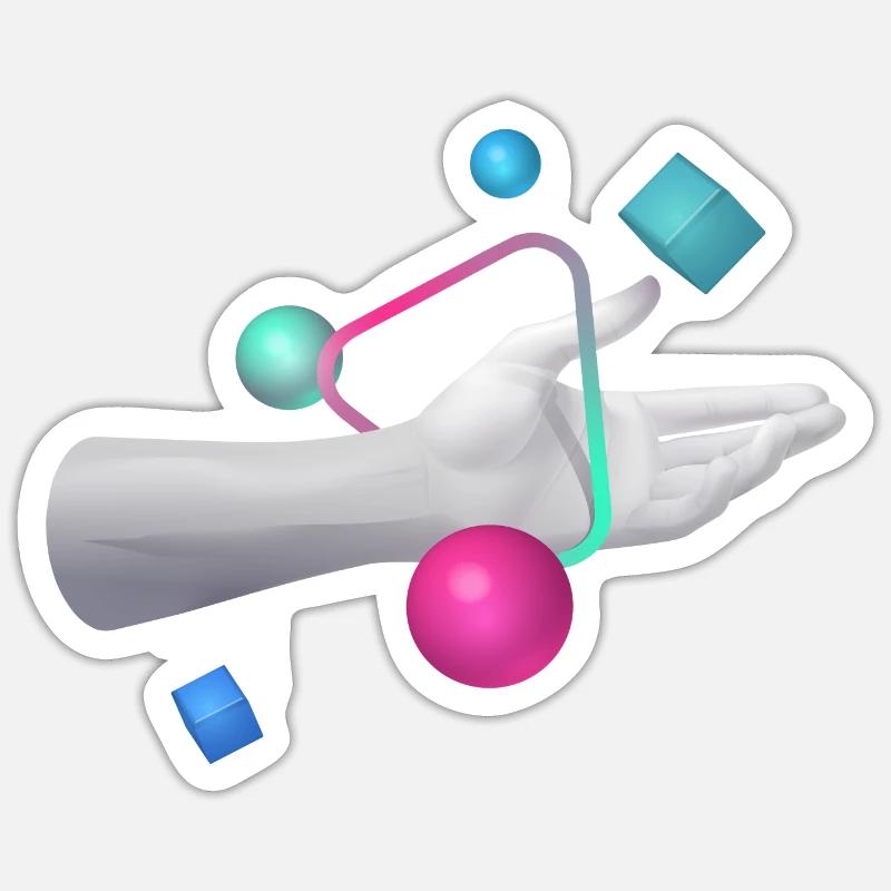 Hand 3D Graphic - Sticker size S (10 x 10 cm) - white matte