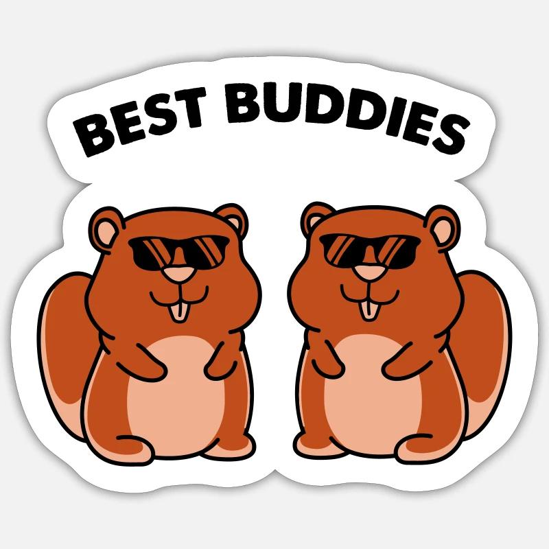 hamster best buddies - Sticker Größe S (10 x 10 cm) - Mattweiß