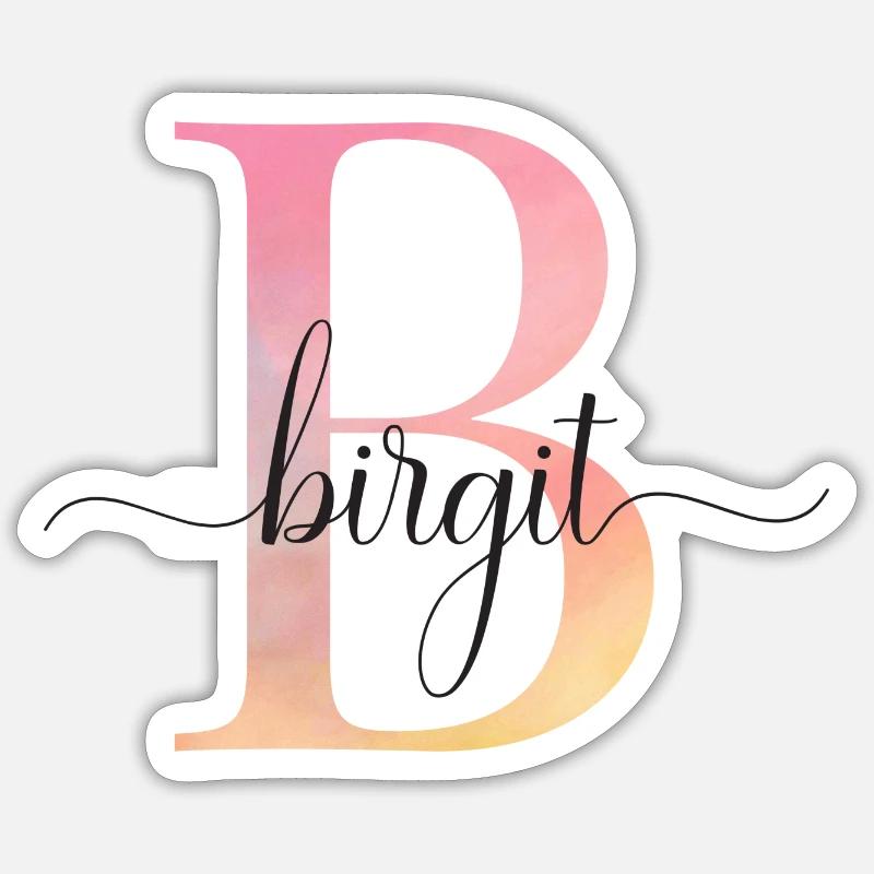 B | Monogramme | Nom | Birgit |Aquarelle Sticker taille S (10 x 10 cm)