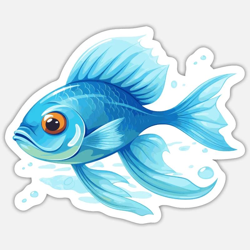 blue fish Sticker size S (10 x 10 cm)