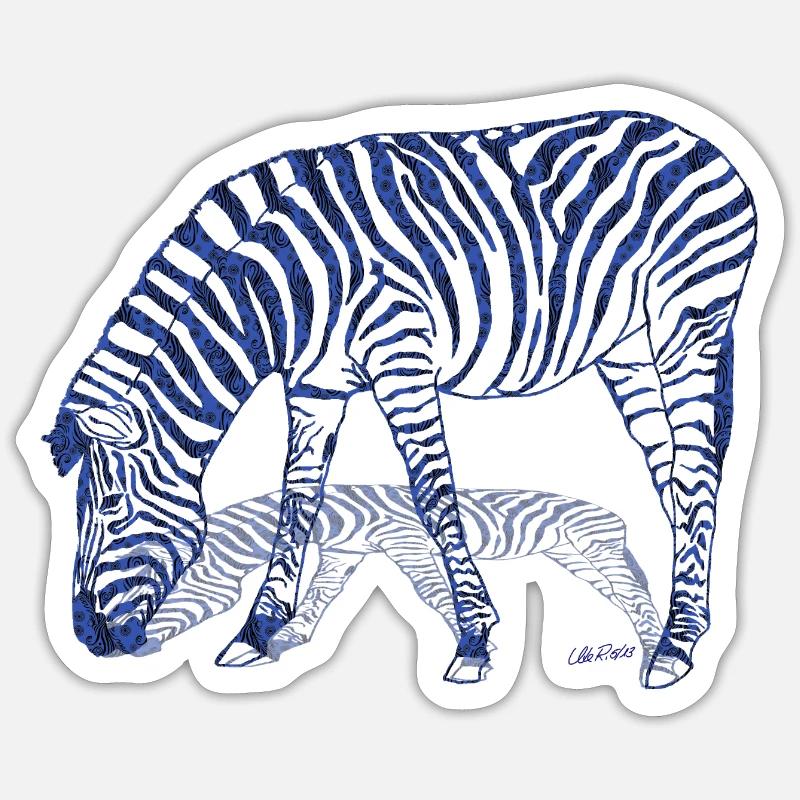 Zebra with zebra shadow - Sticker size S (10 x 10 cm) - white matte