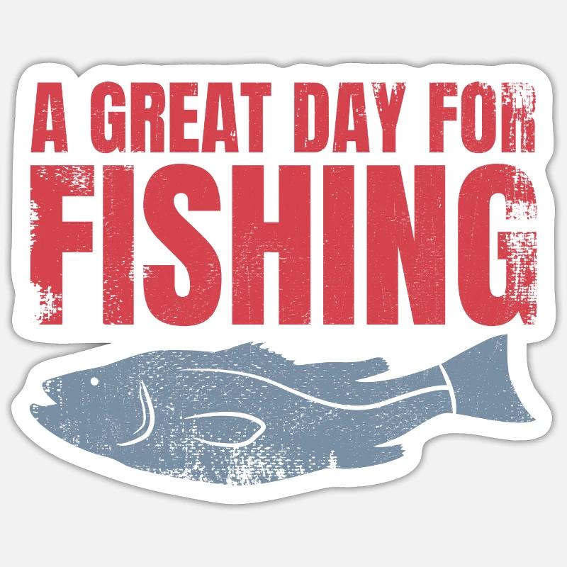 Slogan de pêche - Sticker taille S (10 x 10 cm) - blanc mat