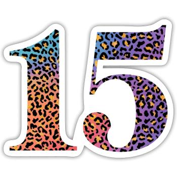 15e anniversaire léopard - Sticker taille S (10 x 10 cm) - blanc mat - Devant