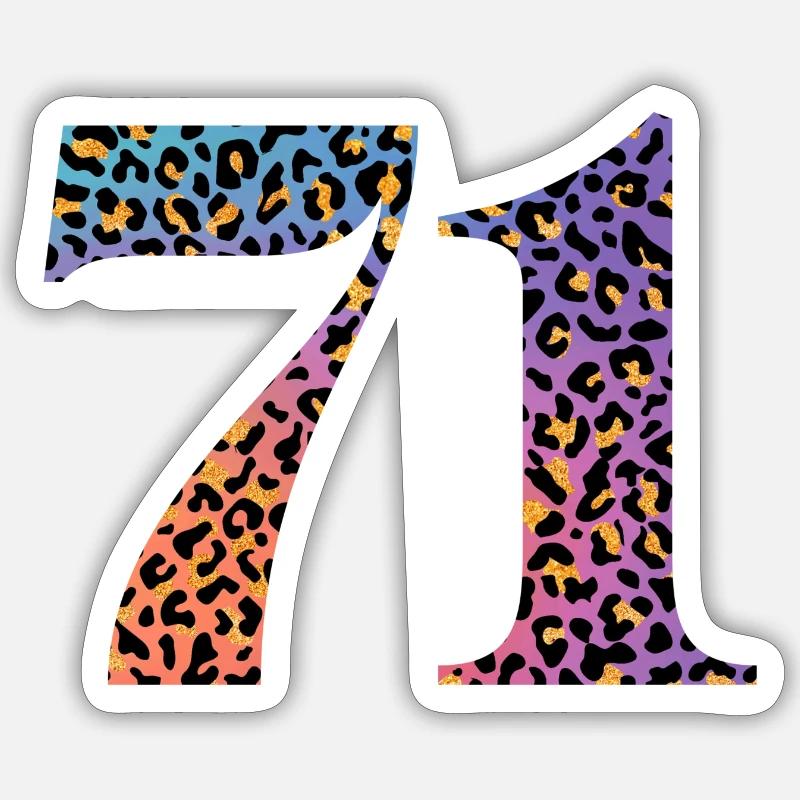 71e anniversaire léopard - Sticker taille S (10 x 10 cm) - blanc mat