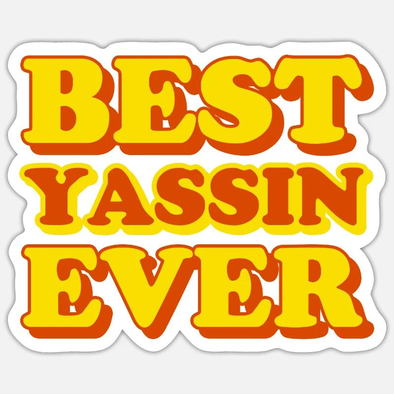 Yassin Prénom Drôle de cadeau - Sticker taille S (10 x 10 cm) - blanc mat