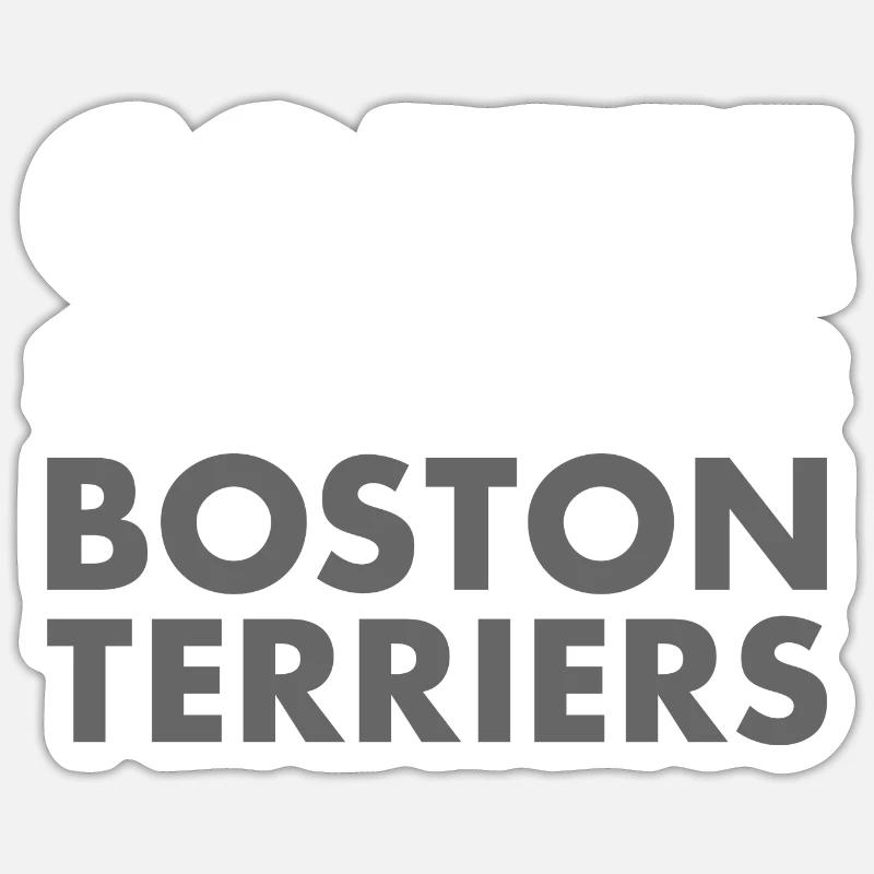 Café et Boston Terrier - Sticker taille S (10 x 10 cm) - blanc mat