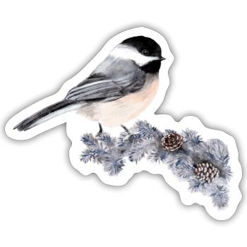 Vogel auf Ast - Sticker Größe S (10 x 10 cm) - Mattweiß - Vorne
