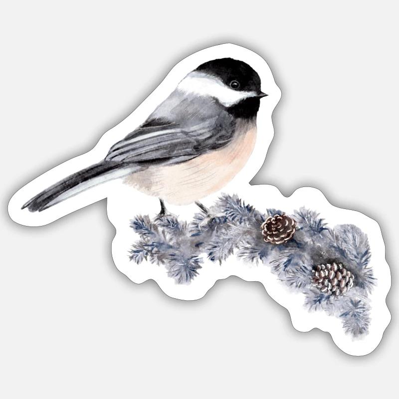 Vogel auf Ast Sticker Größe S (10 x 10 cm)