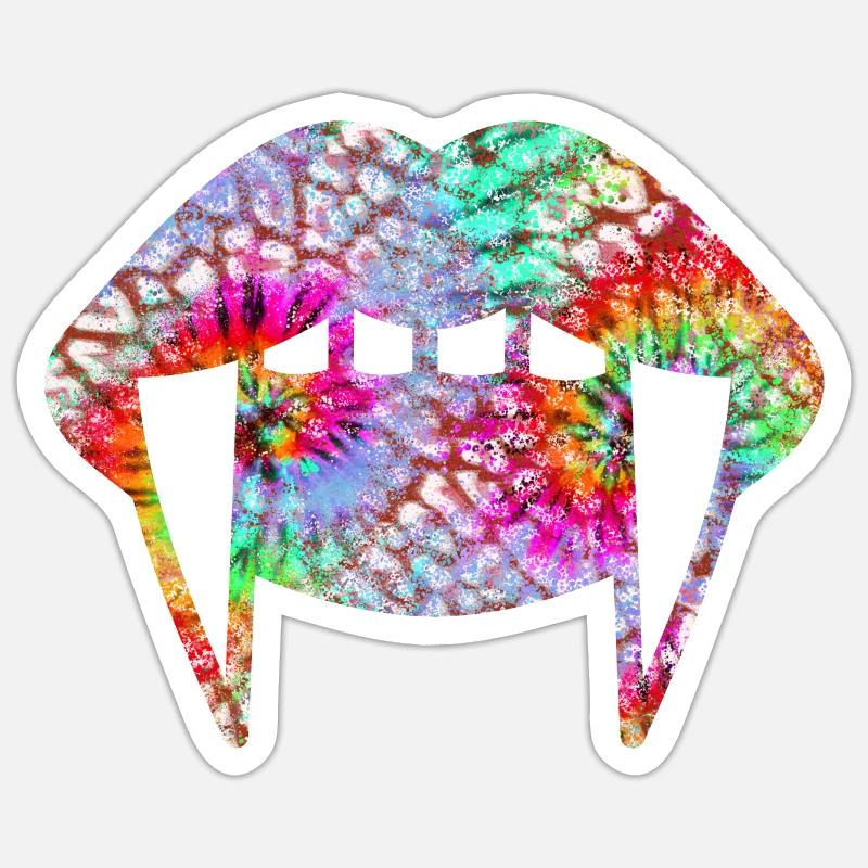 Groovy Vampirelips Colorful - Sticker Größe S (10 x 10 cm) - Mattweiß