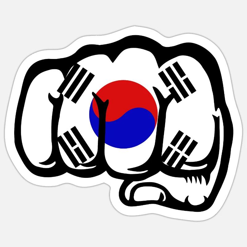Drapeau de la Corée du Sud main poing Sticker taille S (10 x 10 cm)