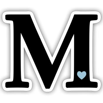 Letter M Initial Letter - Sticker size S (10 x 10 cm) - white matte - Front