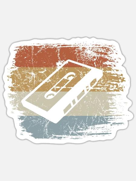 Kassette - Mixtape Audiokassette Magnetband retro - Sticker Größe S (10 x 10 cm) - Mattweiß