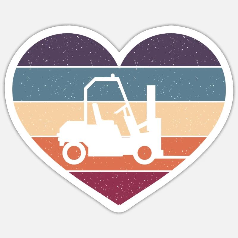 Retro Forklifter Forklift Driver Forklift Operator Sticker Größe S (10 x 10 cm)