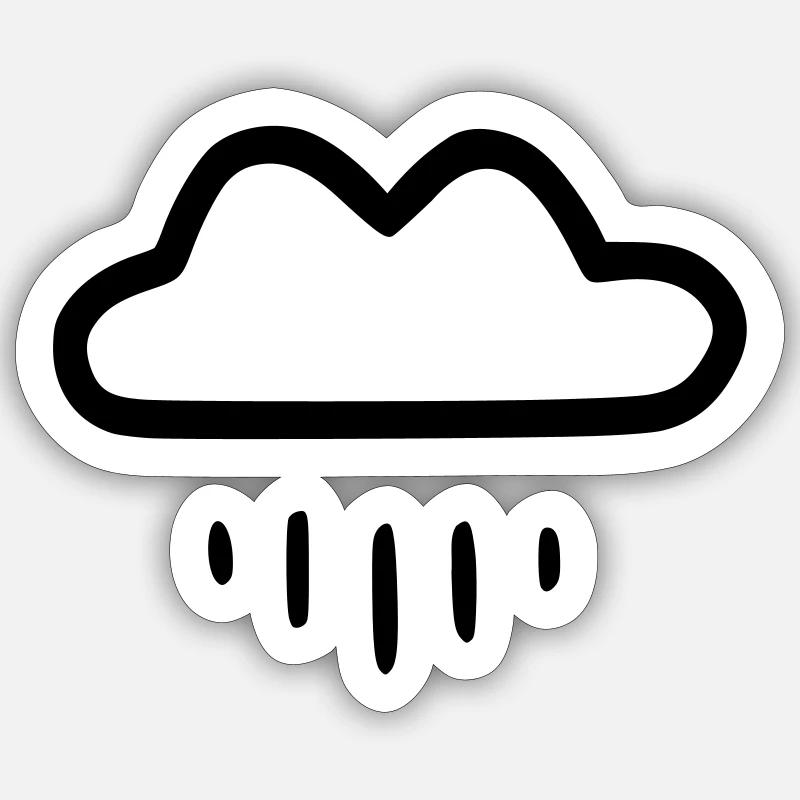 Einfache Regenwolke - Sticker Größe S (10 x 10 cm) - Mattweiß