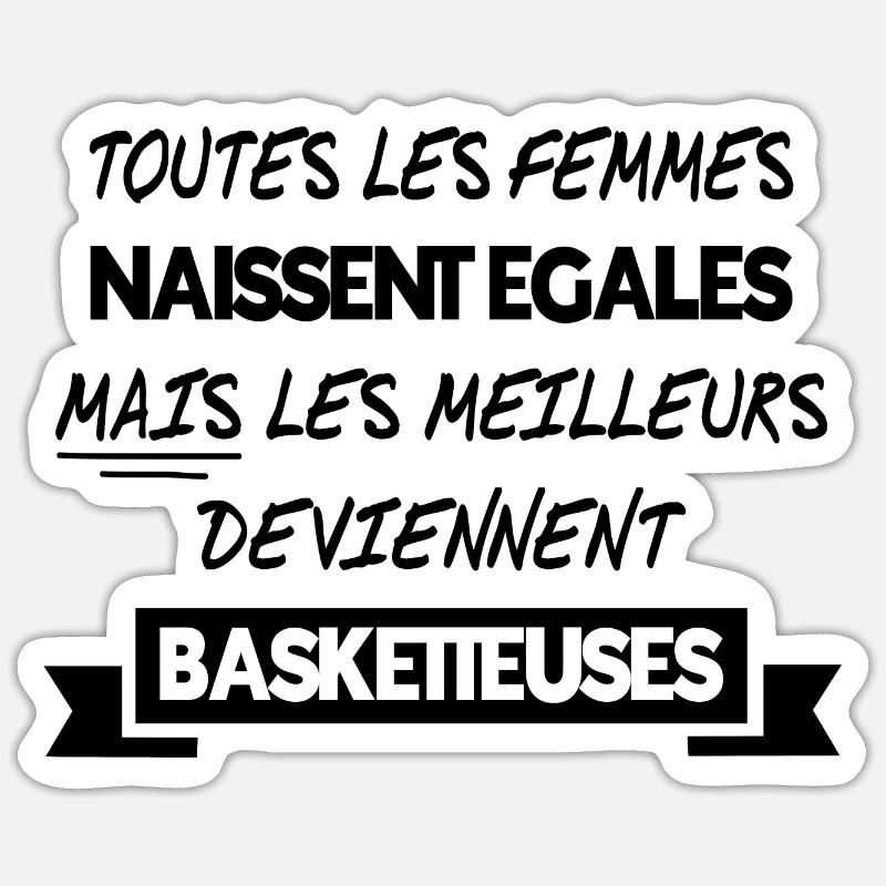 Humour - basketteuses - Sticker taille S (10 x 10 cm) - blanc mat