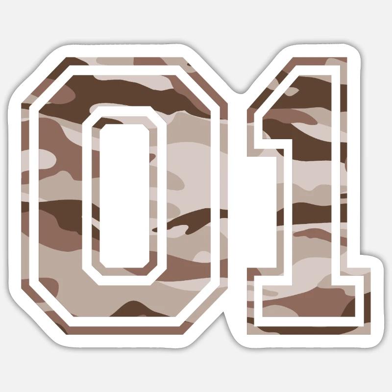 01 Camouflage Marron-Beige - Sticker taille S (10 x 10 cm) - blanc mat