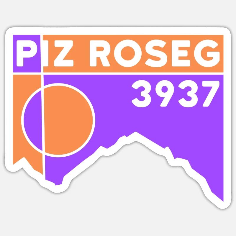 Piz Roseg - Sticker Größe S (10 x 10 cm) - Mattweiß