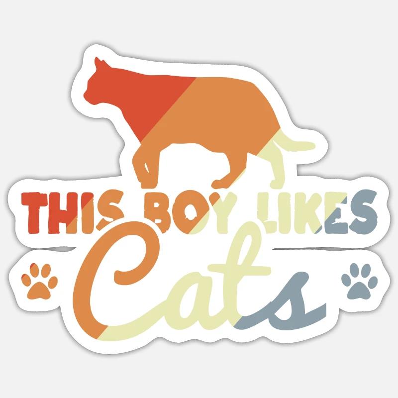 Katzenjunge - Sticker Größe S (10 x 10 cm) - Mattweiß