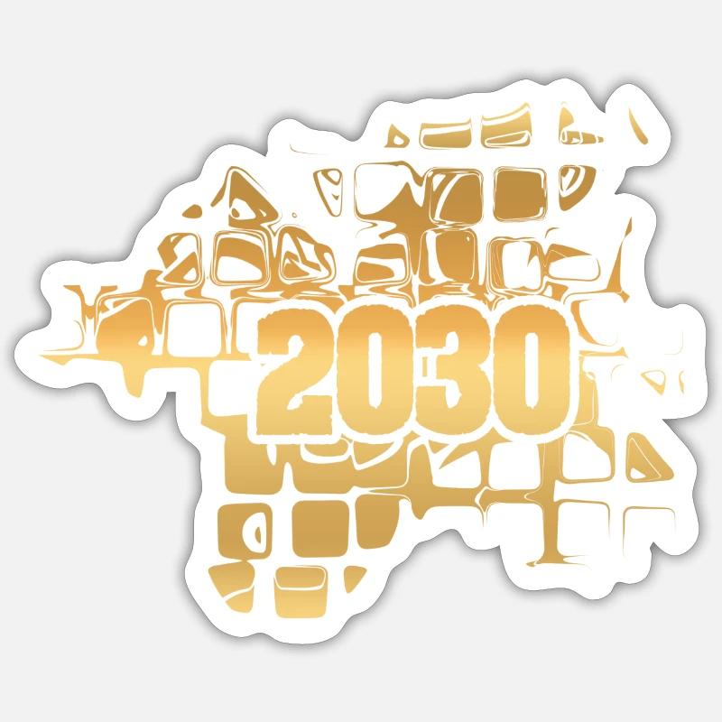 2030 - Sticker taille S (10 x 10 cm) - blanc mat