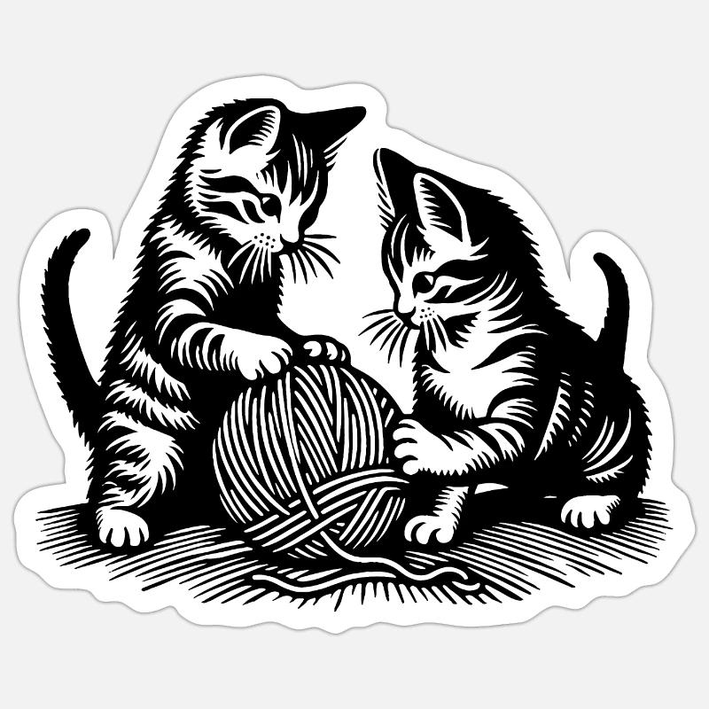 Playful kittens - Sticker size S (10 x 10 cm) - white matte