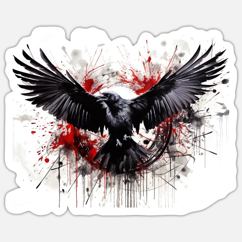 Corbeau - Sticker taille S (10 x 10 cm) - blanc mat