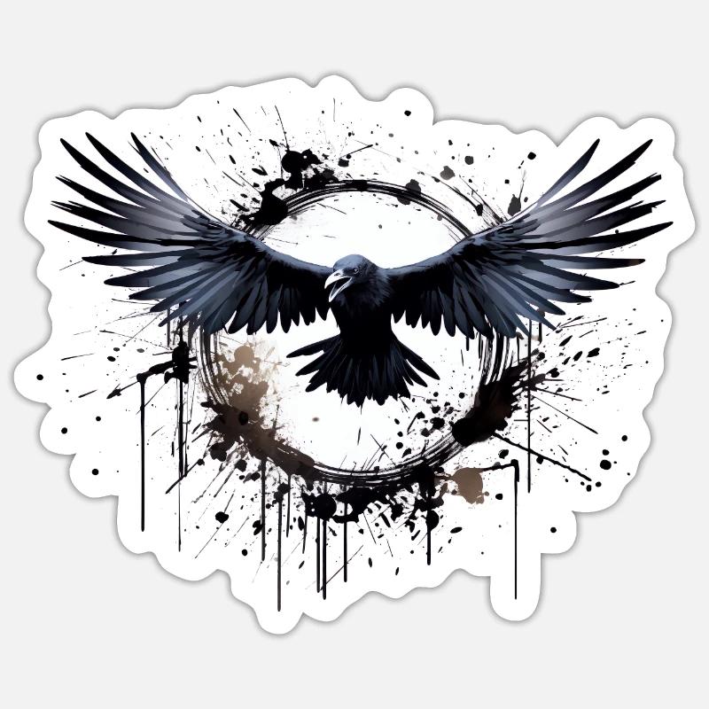 Corbeau - Sticker taille S (10 x 10 cm) - blanc mat