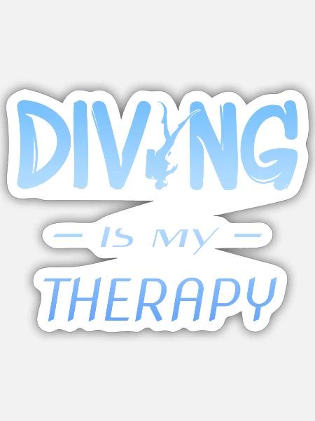 Diving is my therapy - Sticker Größe S (10 x 10 cm) - Mattweiß