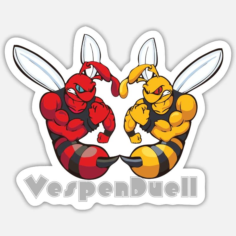 Wespen Duell - Sticker Größe S (10 x 10 cm) - Mattweiß