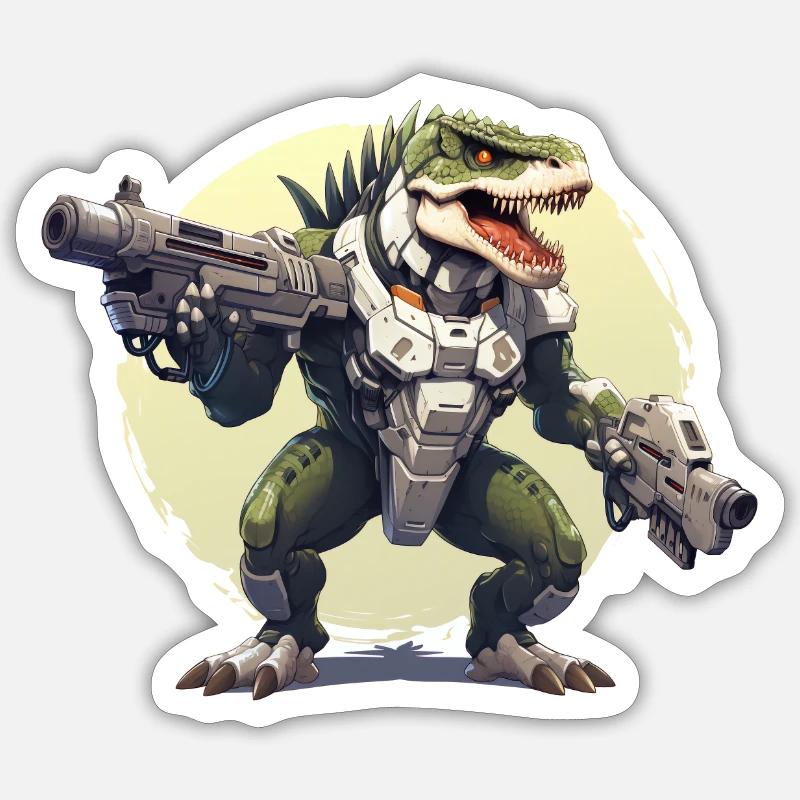 Dinosaure de l’espace - Sticker taille S (10 x 10 cm) - blanc mat