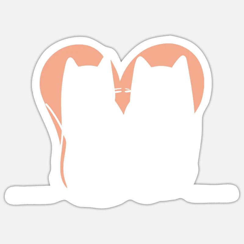 Chats d’amour - Sticker taille S (10 x 10 cm) - blanc mat