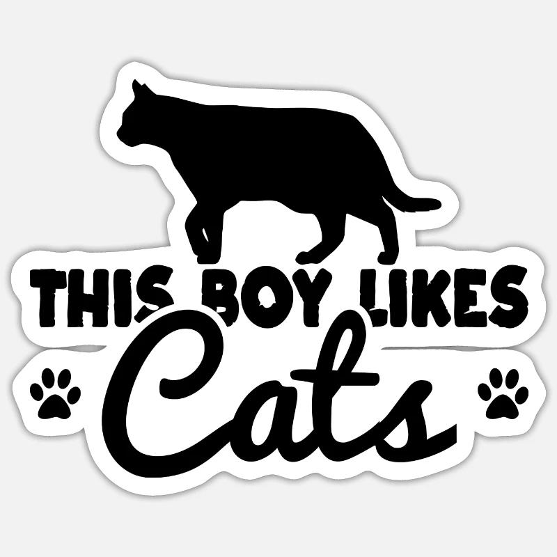 Garçon chat - Sticker taille S (10 x 10 cm) - blanc mat