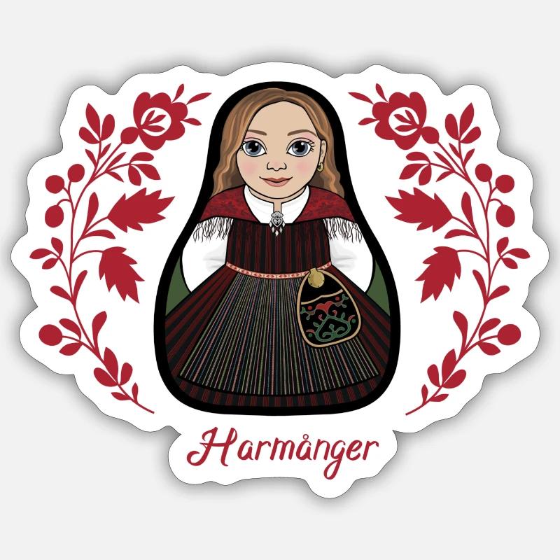 Harmångerstinta avec des fleurs Sticker taille S (10 x 10 cm)