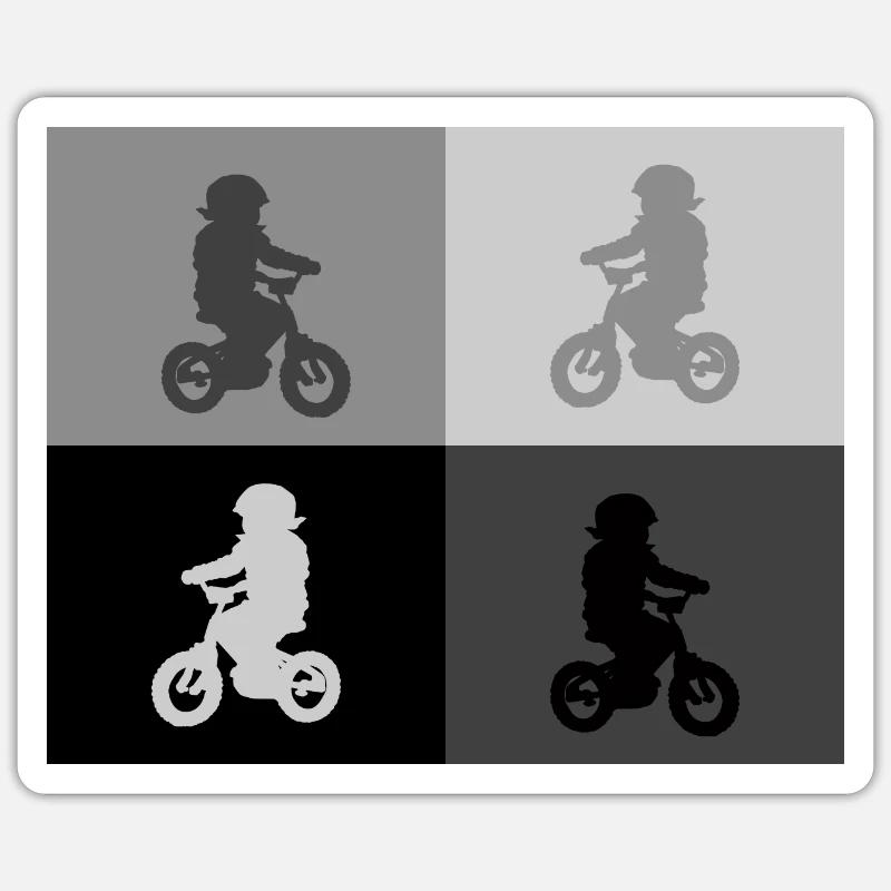 Biker Junior Pop Art gris - Sticker taille S (10 x 10 cm) - blanc mat