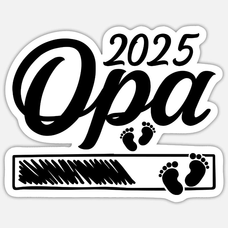 Werdender Opa 2025 Opa loading Geschenk Männer - Sticker Größe S (10 x 10 cm) - Mattweiß