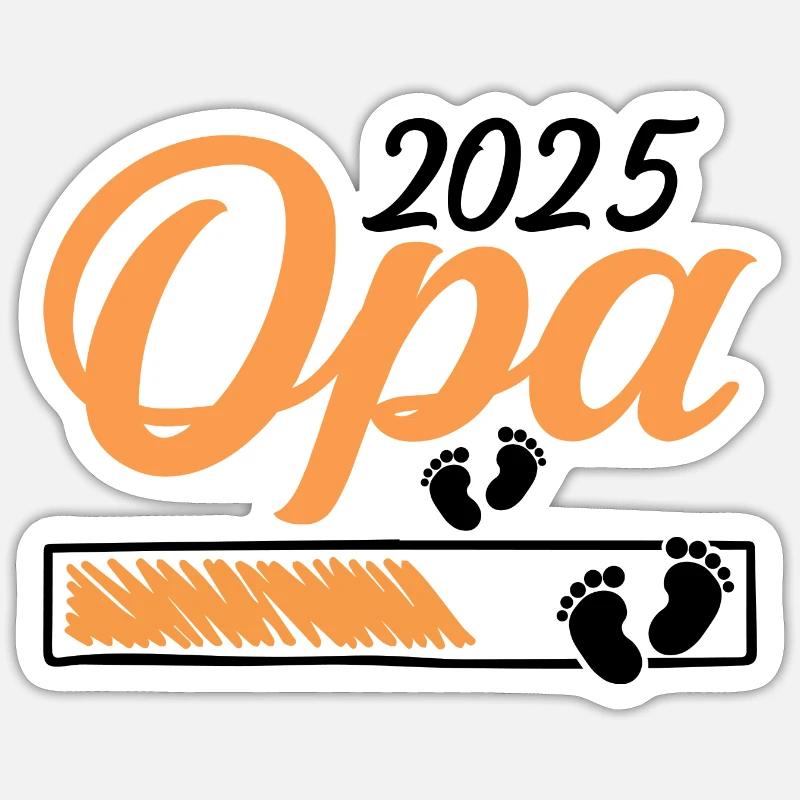 Werdender Opa 2025 Opa loading Geschenk Männer - Sticker Größe S (10 x 10 cm) - Mattweiß
