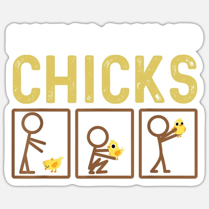 Comment ramasser des poussins Mignon Pick Chicks Sticker taille S (10 x 10 cm)