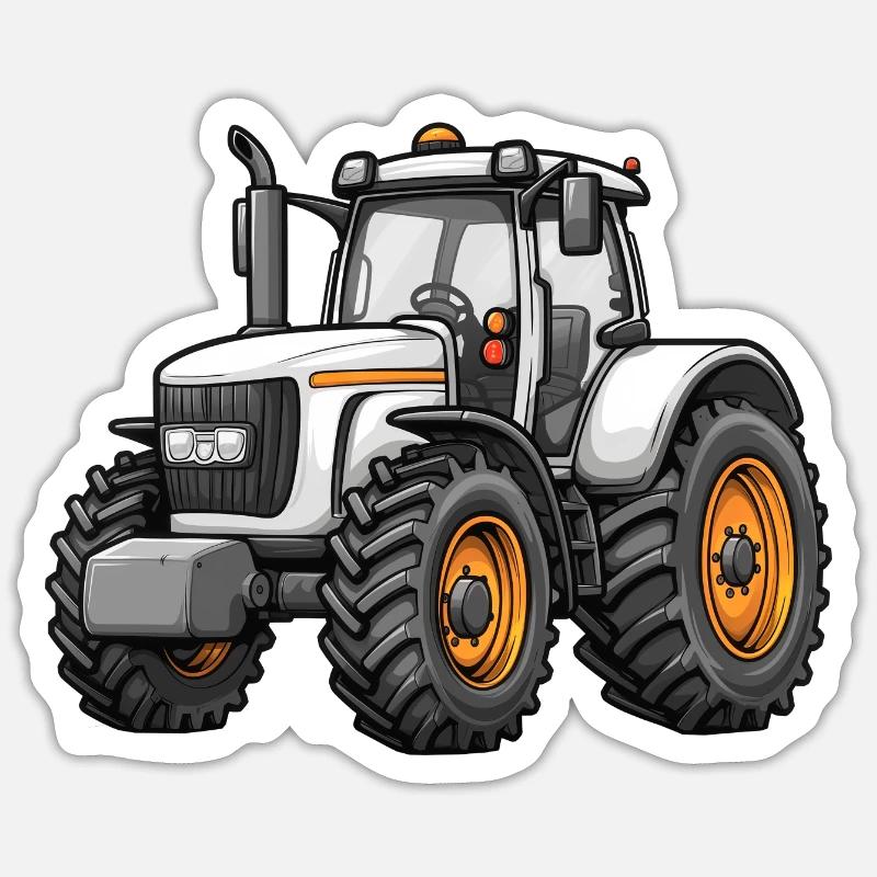 Niedlicher Traktor - Sticker Größe S (10 x 10 cm) - Mattweiß